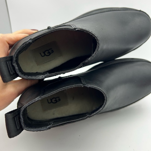 UGG BLACK MERINA WATERPROOF LEATHER PLATFORM BOOTS, WOMEN EUR 38 US 7 - Picture 11 of 11